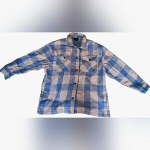 Blue and White Plaid Jean Jacket